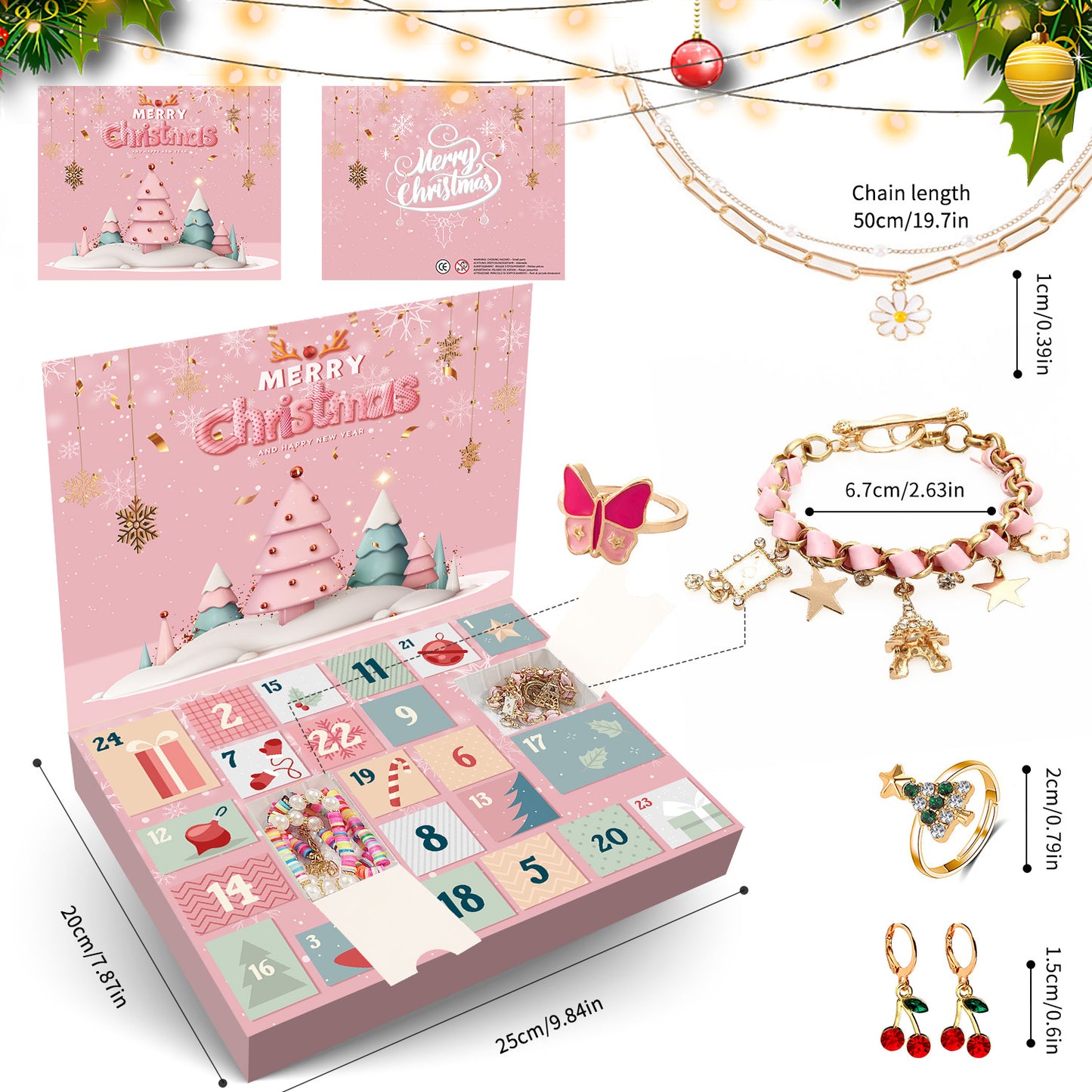 Humairc Jewellery Advent Calendar 2023 for WomenGirls, 24 Surprises with Earrings Rings Necklace Bracelets - 24 Days Countdown to Christmas Holiday Xmas Surprise Gift for Daughter Niece Sister Teens