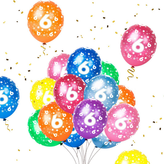 Humairc 16PCS 1st Happy Birthday Balloons Number 1 & 2 & 3 & 4 & 5 & 6 & 7 & 8 & 9/12 Inch Latex Balloons for Boys Girls Kids Toddler Birthday Party Decoration Baby Shower Anniversary (Age 6)