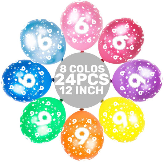 Humairc 16PCS 1st Happy Birthday Balloons Number 1 & 2 & 3 & 4 & 5 & 6 & 7 & 8 & 9/12 Inch Latex Balloons for Boys Girls Kids Toddler Birthday Party Decoration Baby Shower Anniversary (Age 6)