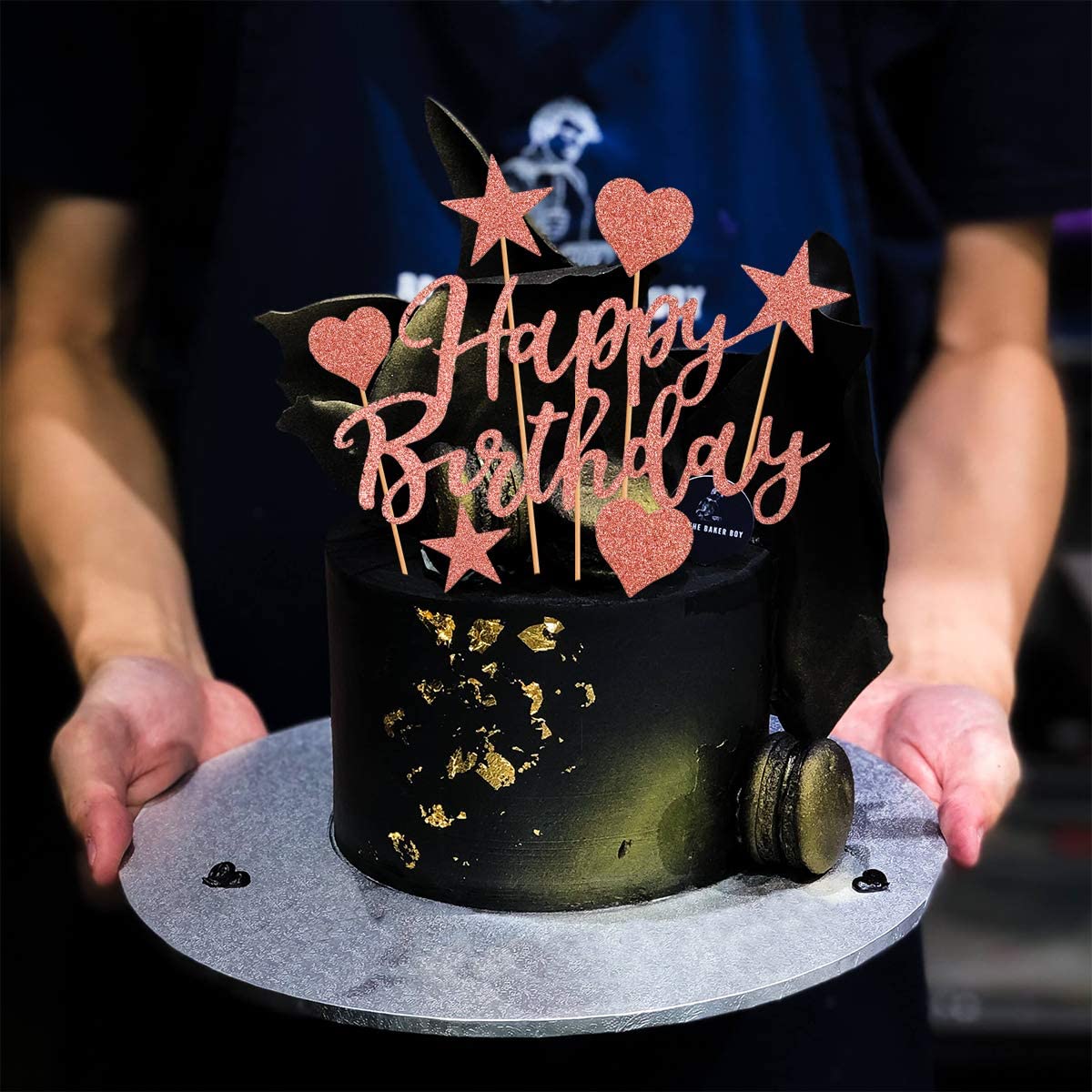 Humairc 20th Rose Gold Birthday Decorations, 20th Happy Birthday Banner Triangle Flag Banners 6pcs Hanging Swirl, Number 20 Balloons 8pcs Latex Balloons Cake Toppers Table Confetti for Women Girls