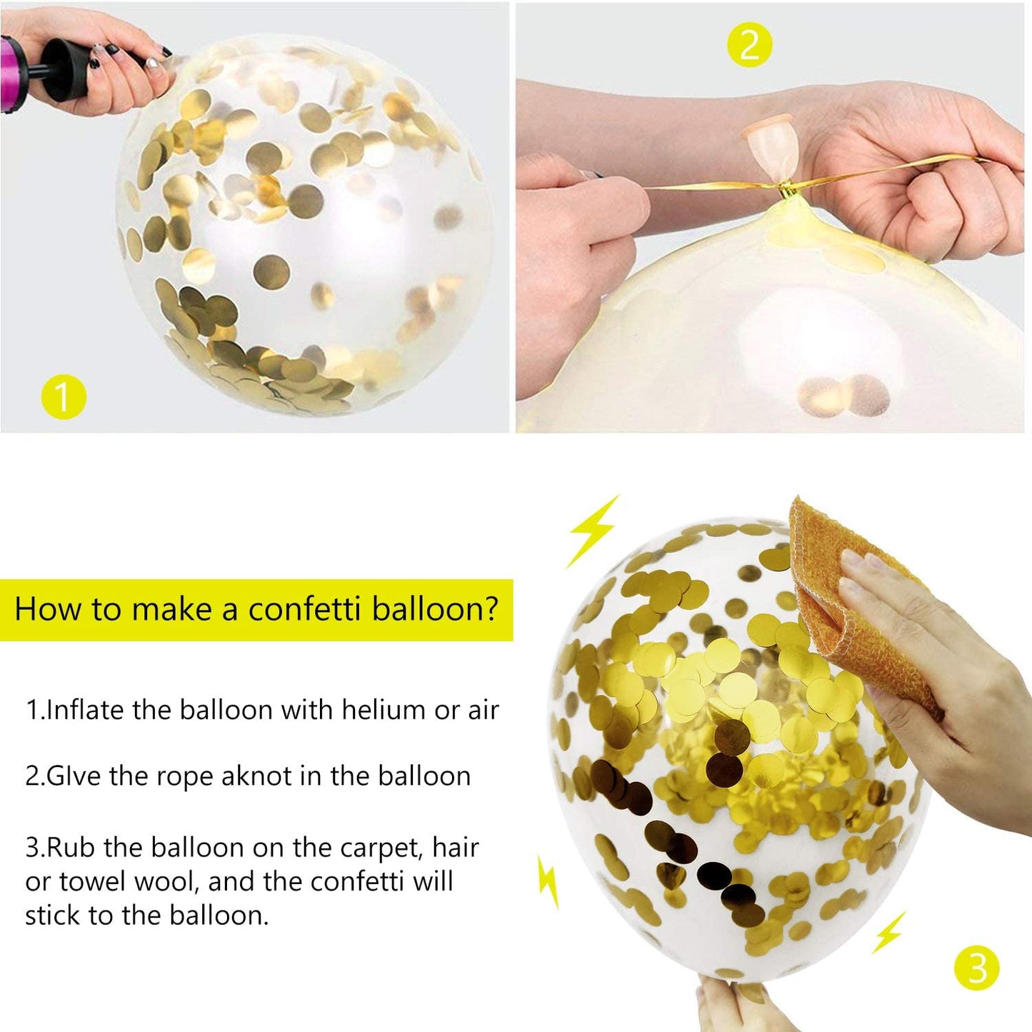 Humairc Cake Topper Gold Confetti Balloon Birthday Cake Decoration Shiny Cupcake Topper for Girls Women Boys Mans Kids Adults Birthday