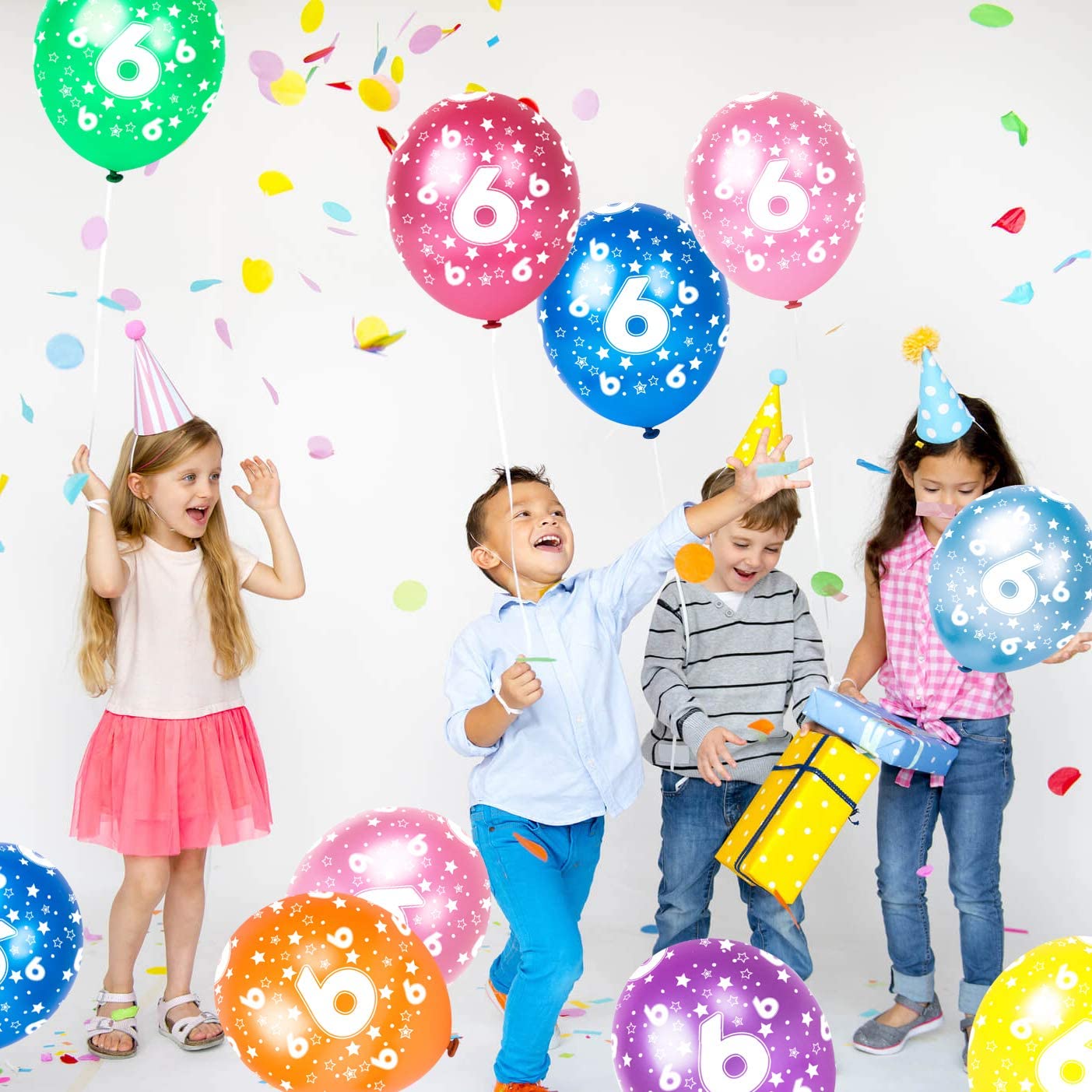 Humairc 16PCS 1st Happy Birthday Balloons Number 1 & 2 & 3 & 4 & 5 & 6 & 7 & 8 & 9/12 Inch Latex Balloons for Boys Girls Kids Toddler Birthday Party Decoration Baby Shower Anniversary (Age 6)