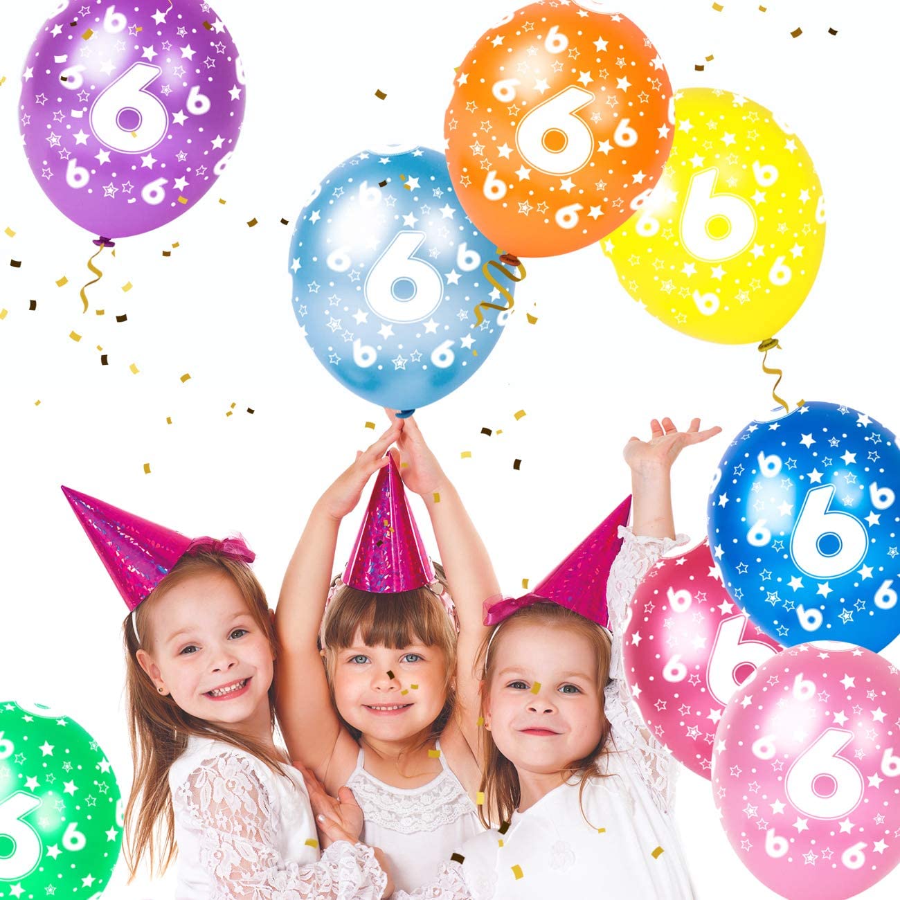 Humairc 16PCS 1st Happy Birthday Balloons Number 1 & 2 & 3 & 4 & 5 & 6 & 7 & 8 & 9/12 Inch Latex Balloons for Boys Girls Kids Toddler Birthday Party Decoration Baby Shower Anniversary (Age 6)