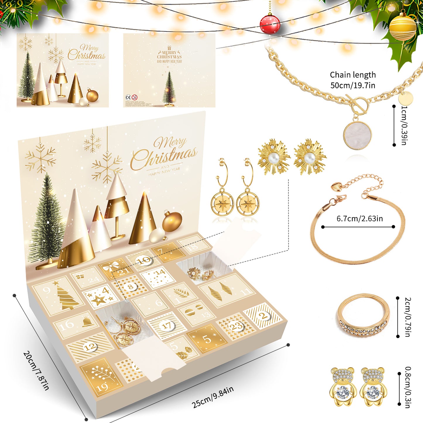 Humairc Jewellery Advent Calendar 2023 Women Girls, 24 Surprises with Earrings Rings Necklace Bracelets - Xmas Surprise Gift Jewelry Calendar for Wife Mother Girlfriend Daughter Granddaughterr