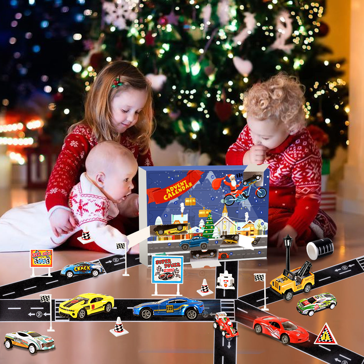 Humairc Cars Advent Calendar Boy Kids 2023, 24 Racing Cars with Road Map - 24 Christmas Countdown Days to Holiday, Xmas Surprise Gift Children Christmas Calendar for Son Grandson Children