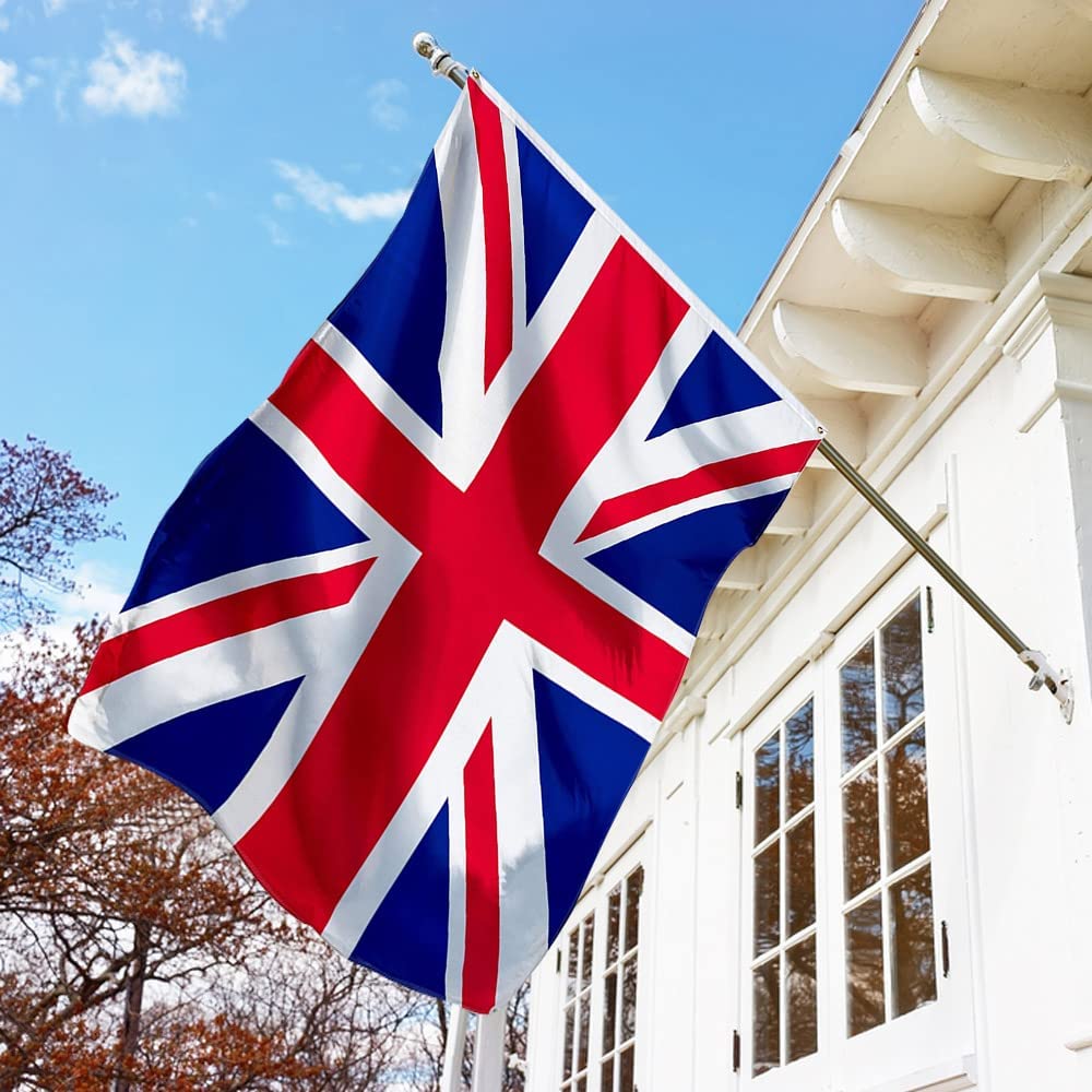 Humairc Union Jack - 90 * 150cm Union Jack, 8 Pcs 14 * 21cm Union Jack Hand Waving Flags - Indoor and Outdoor Decorative Flags