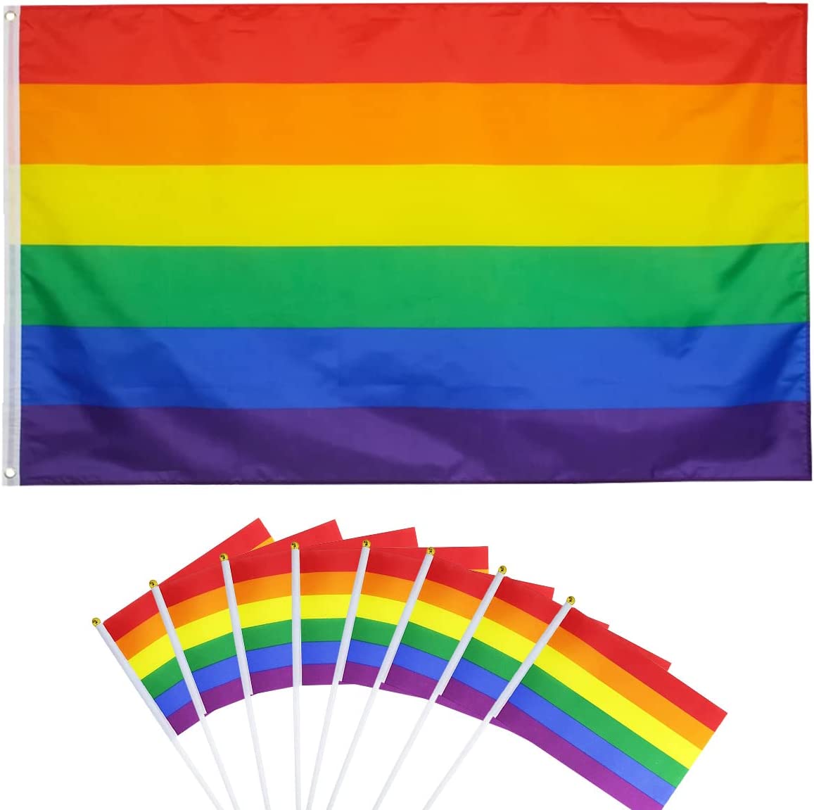 Humairc Pride Flag, LGBT Gay Pride Flag, 90 * 150 cm Big Pride Flag 8