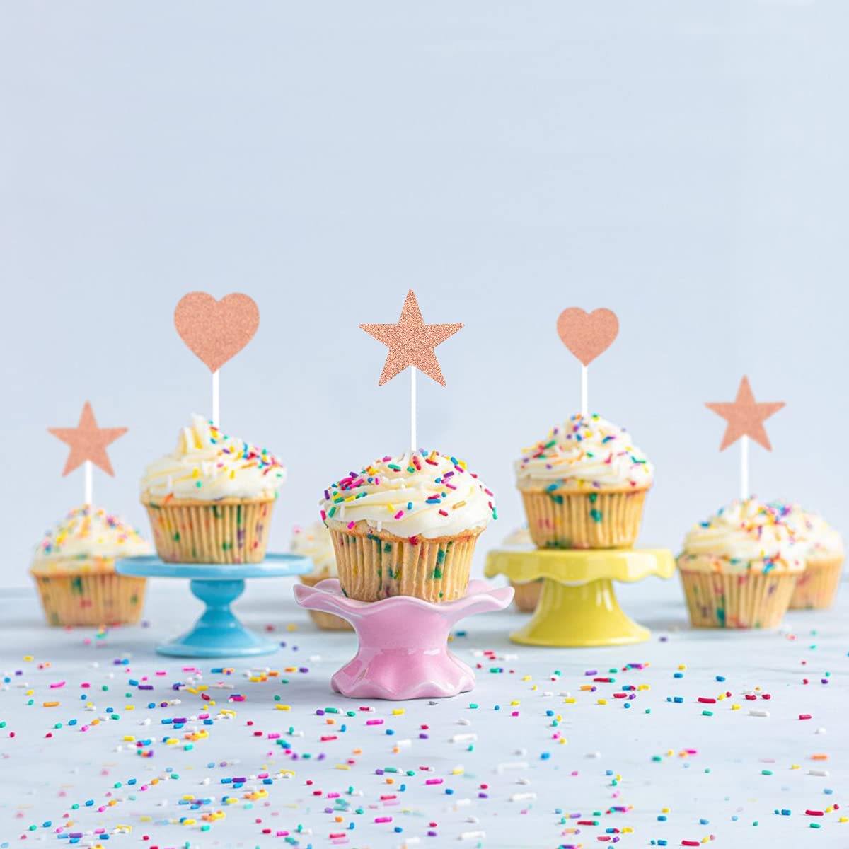 Humairc 30th Rose Gold Cake Decorations Happy Birthday Cake Topper for Girls Women Kids, Cupcake Topper for Shiny Rose Gold Birthday Party Cake Decorating