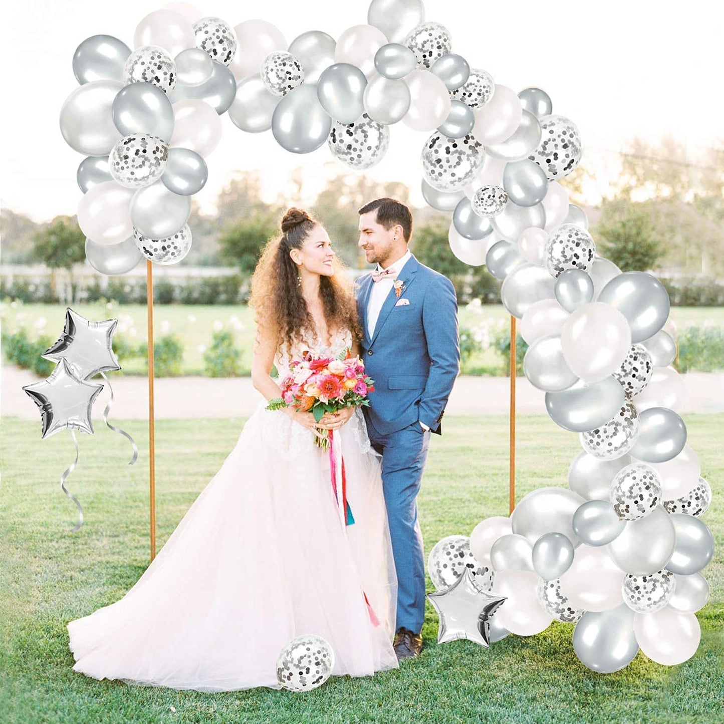 Humairc Silver Balloon Arch Kit Balloon Garland, with Balloon Strip Tape Balloon Tying Tools, 100pcs Ballonn for Girls Women Boys Men Wedding Anniversary Birthday Party Decoration - Arches (Silver)