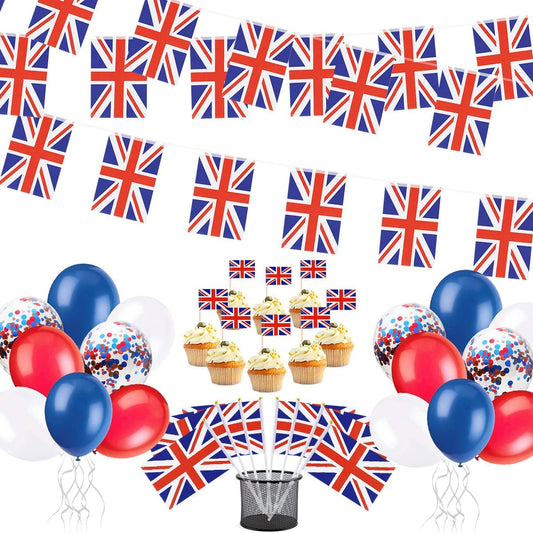 Humairc Union Jack, Jubilee Decorations 2022, Jack Party Supplies, Red White and Blue Balloons, Platinum Jubilee Banner, for Royal Outdoor And Indoor Party Decorations