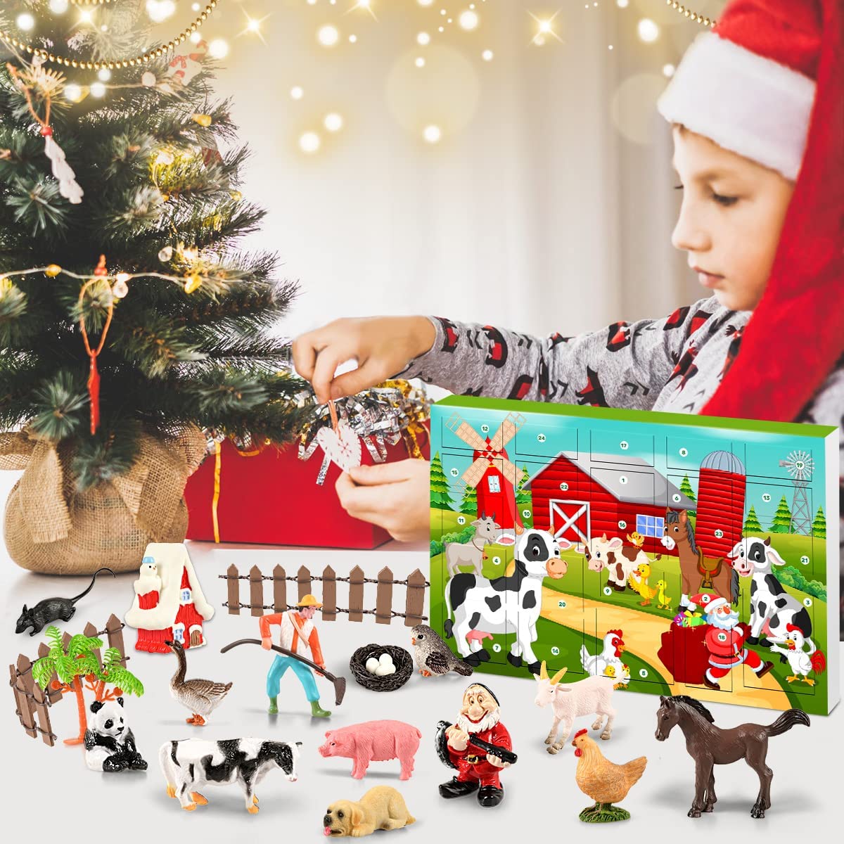 Humairc Advent Calendar 2022 Kids Farm Animals, Christmas Gift Box Childrens Advent Calendar for 2022 Christmas Animal Toys Calendar 24 Days Countdown to Christmas Surprise Gifts Boys Girls