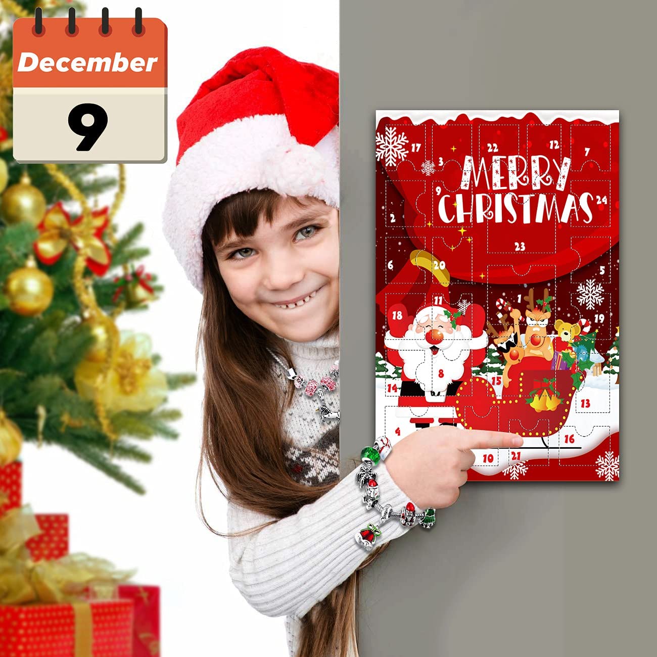 Humairc Jewelry Advent Calendar for Girls 2021 Christmas, 24 Xmas Surprise Gifts of DIY Bracelet Necklace-Clip Earring Rings Charms, 24 Days Countdown for Kids Daughter Teens