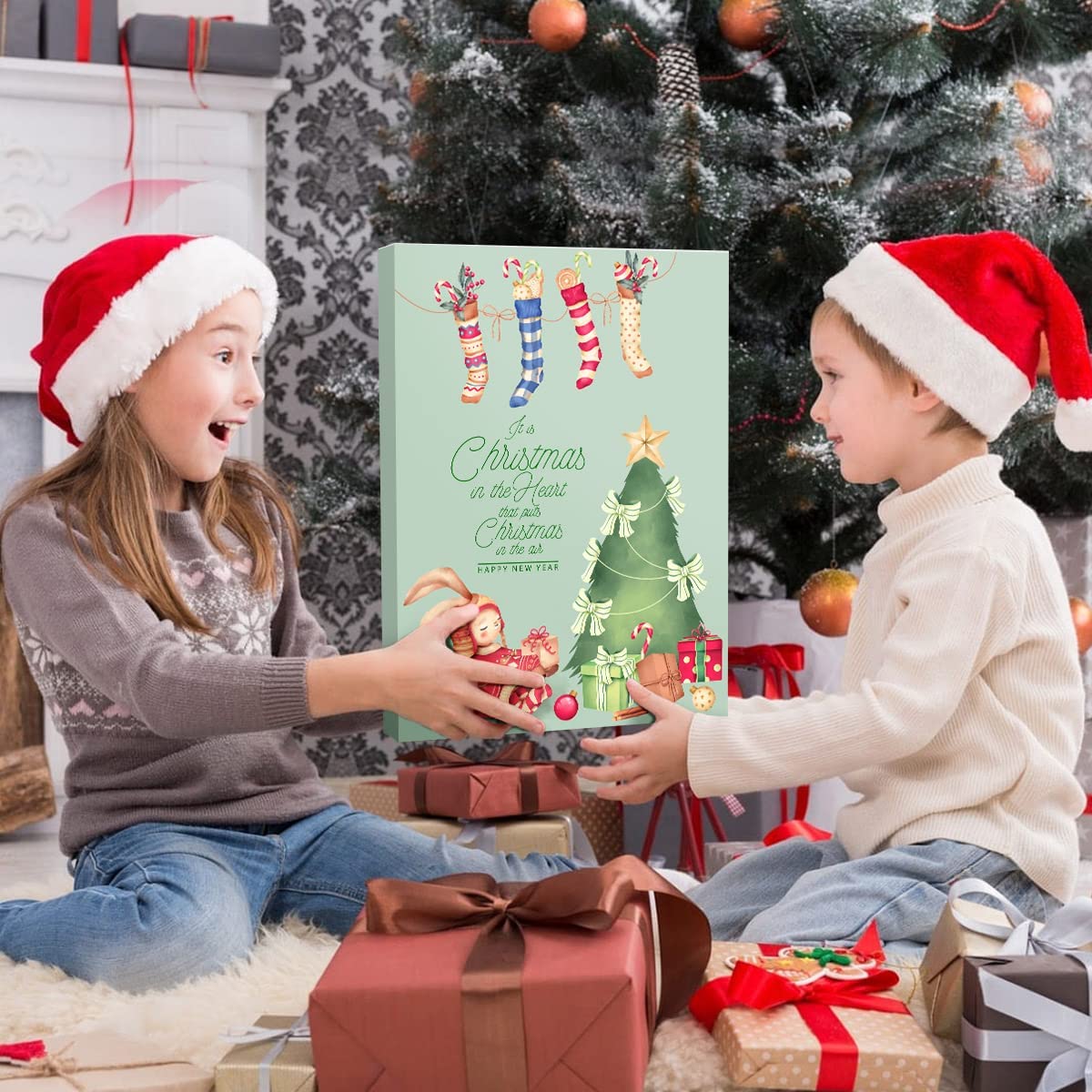 Humairc 2022 Advent Calendar Art Craft Toys for Kids 24 pcs Christmas DIY Craft Gift, Art Craft Christmas Tree Decorations Snowman Candy, Art Craft Decor Christmas Gifts for Boys Children Girls