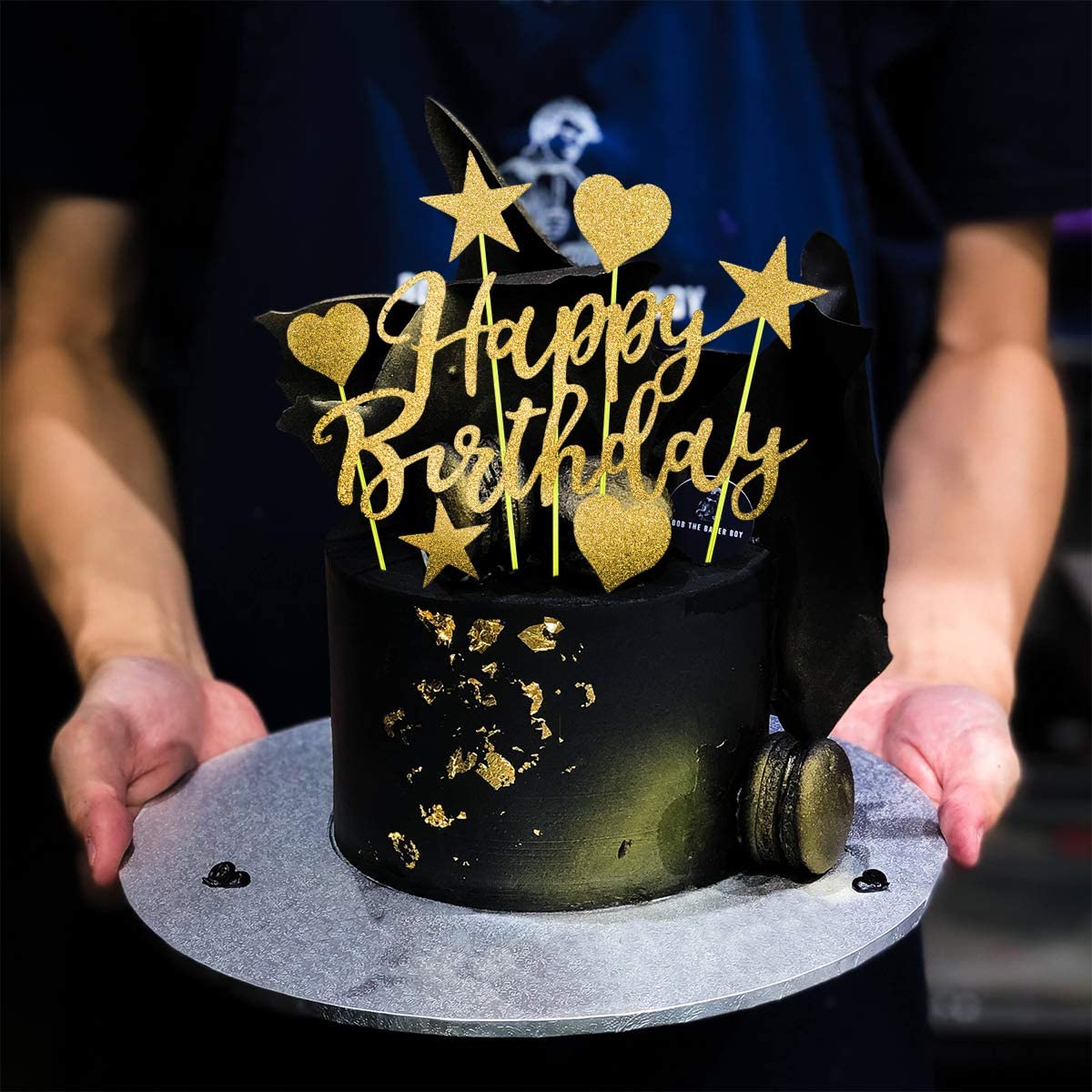 Humairc 2 Sets Gold Cake Topper Happy Birthday Cake Decoration for Girls Women Kids Shiny Gold Birthday Party Anniversary Wedding Cake Topper 22pcs (gold cake decoration)