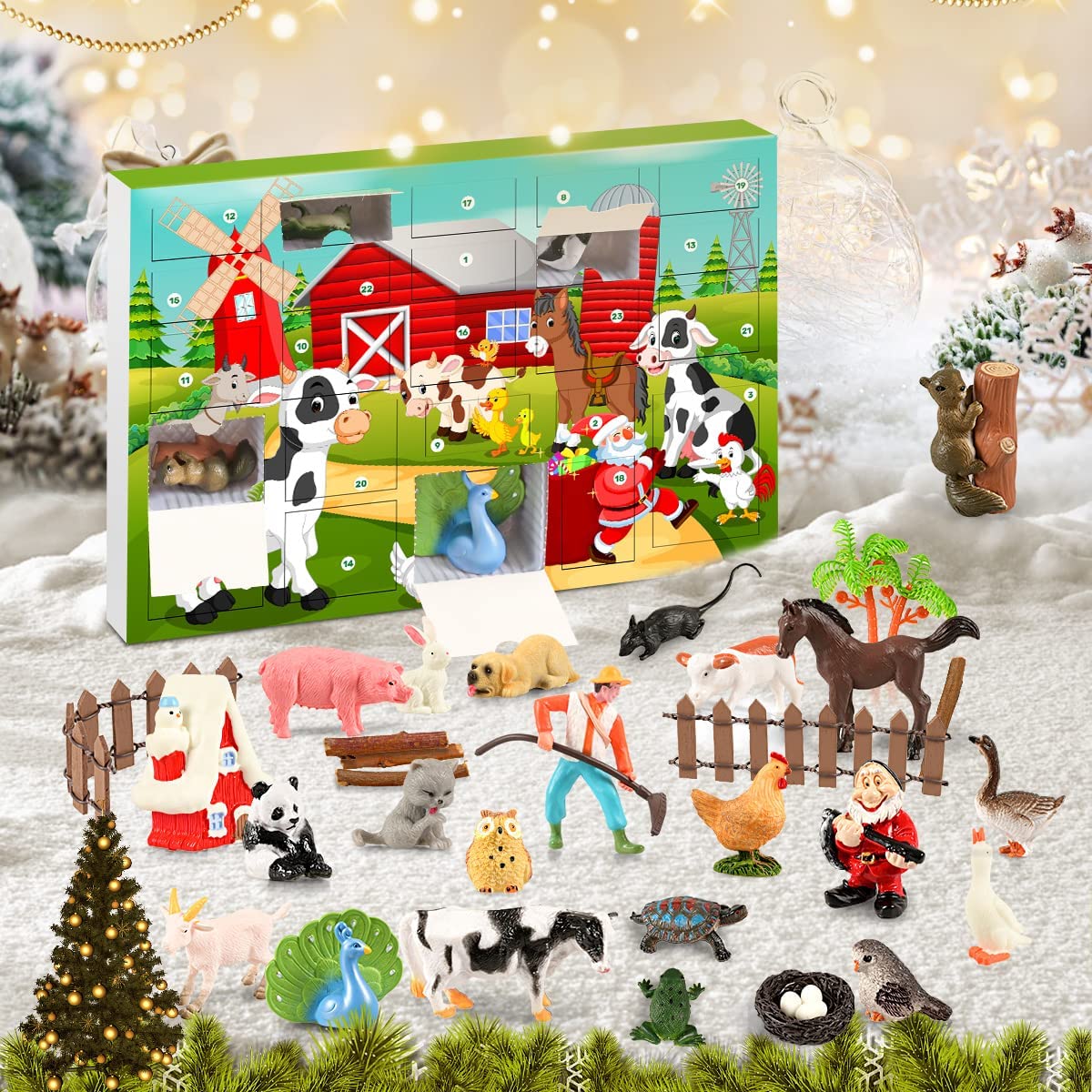 Humairc Advent Calendar 2022 Kids Farm Animals, Christmas Gift Box Childrens Advent Calendar for 2022 Christmas Animal Toys Calendar 24 Days Countdown to Christmas Surprise Gifts Boys Girls