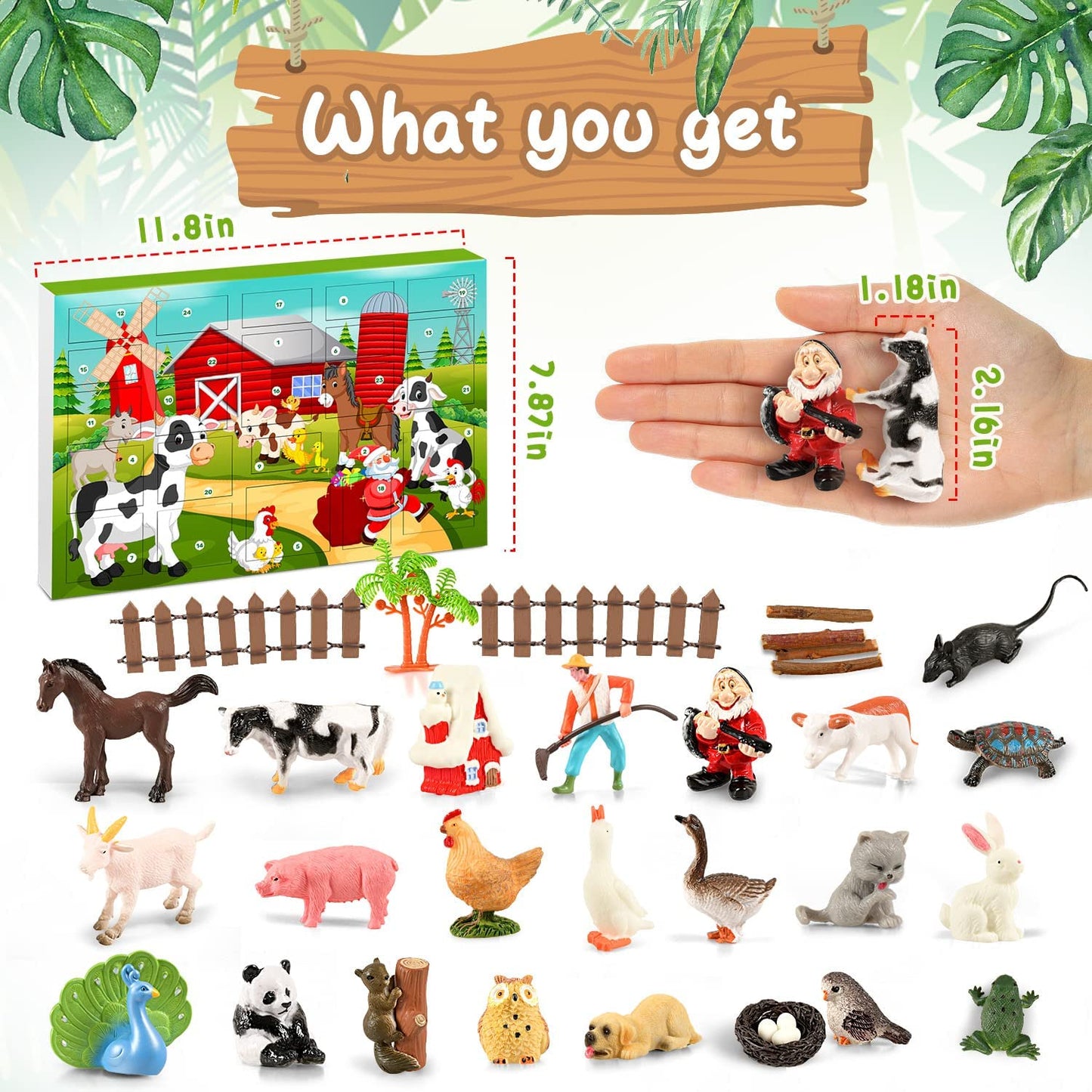 Humairc Advent Calendar 2022 Kids Farm Animals, Christmas Gift Box Childrens Advent Calendar for 2022 Christmas Animal Toys Calendar 24 Days Countdown to Christmas Surprise Gifts Boys Girls